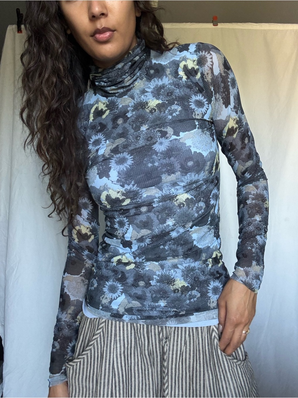 Ganni Printed Mesh Rollneck